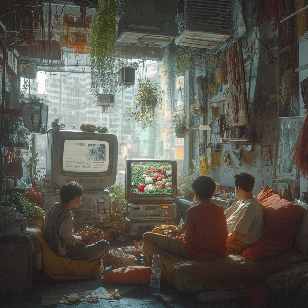 People sitting around watching tv –– the revolution is not being televised.