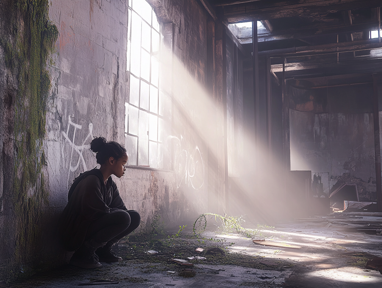 A young Black girl hidding.